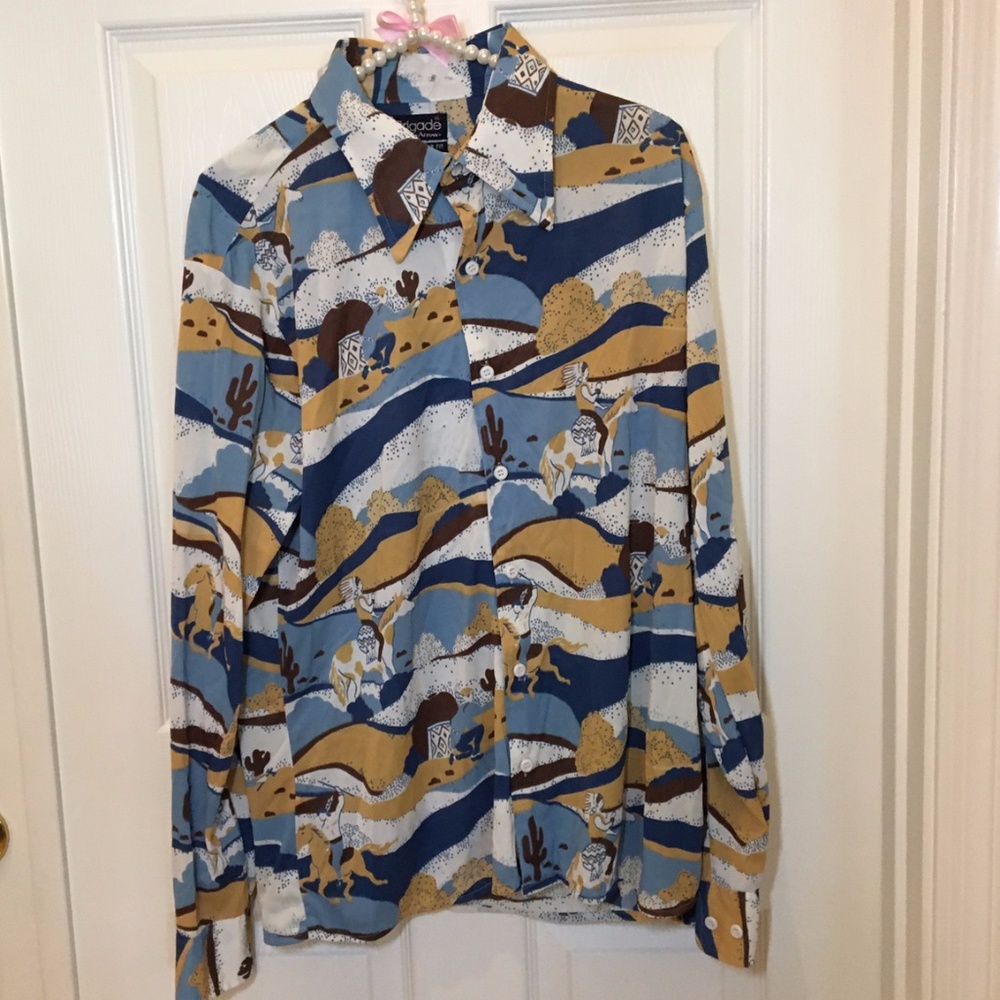 Vintage Brigade Cowboy Print Button Up